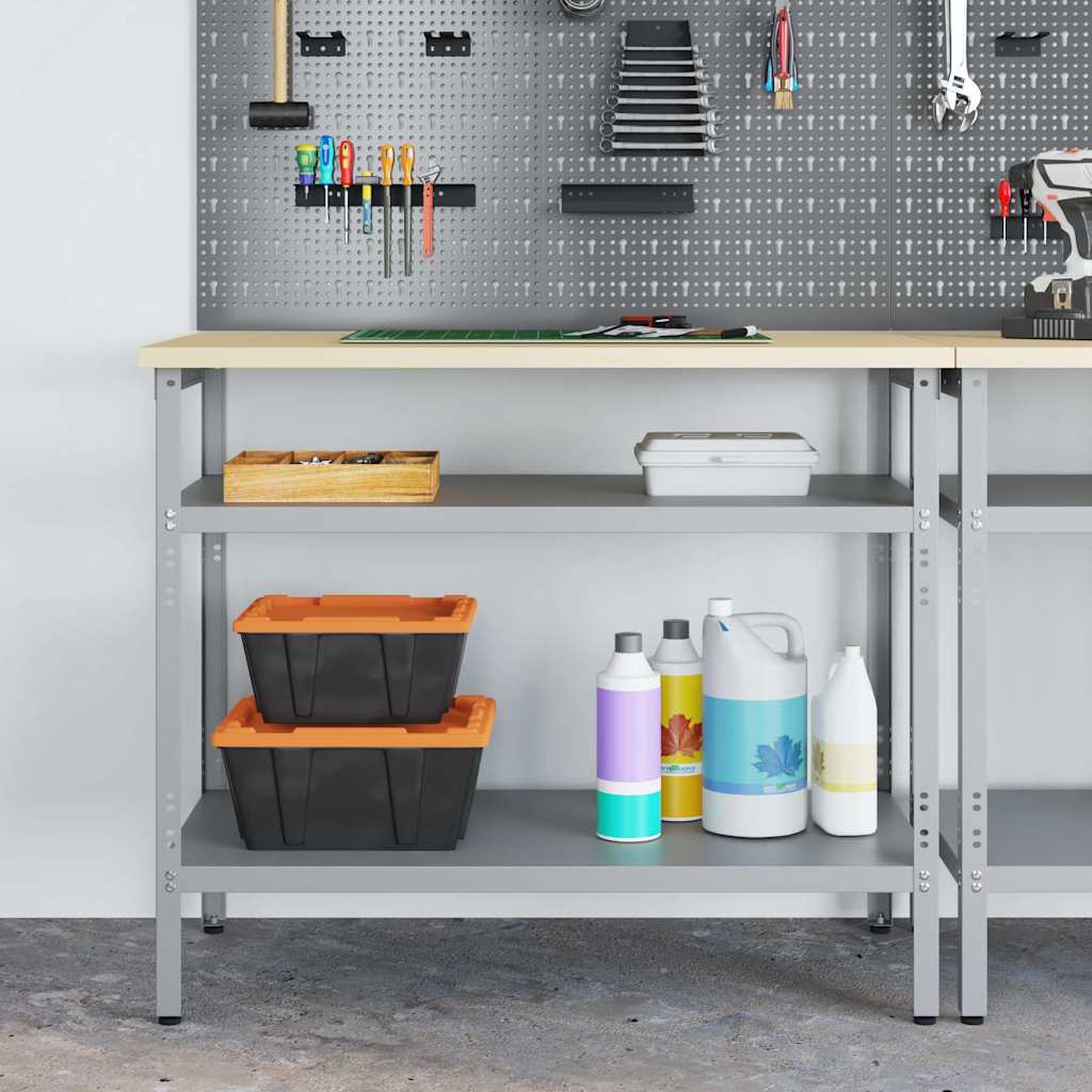 Arbejdsbord med hylde Grå og beige 100 x 55 x 85 cm Stål