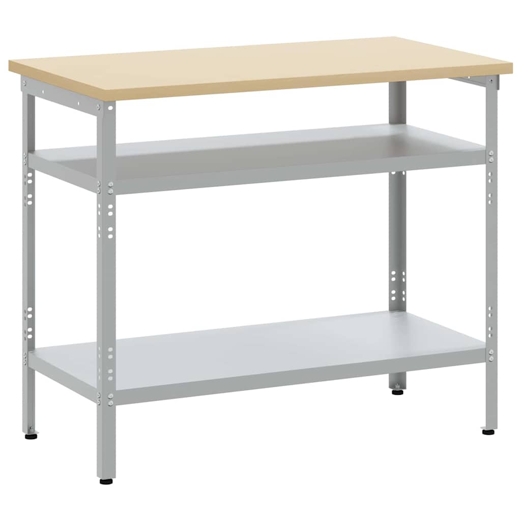 Arbejdsbord med hylde Grå og beige 100 x 55 x 85 cm Stål