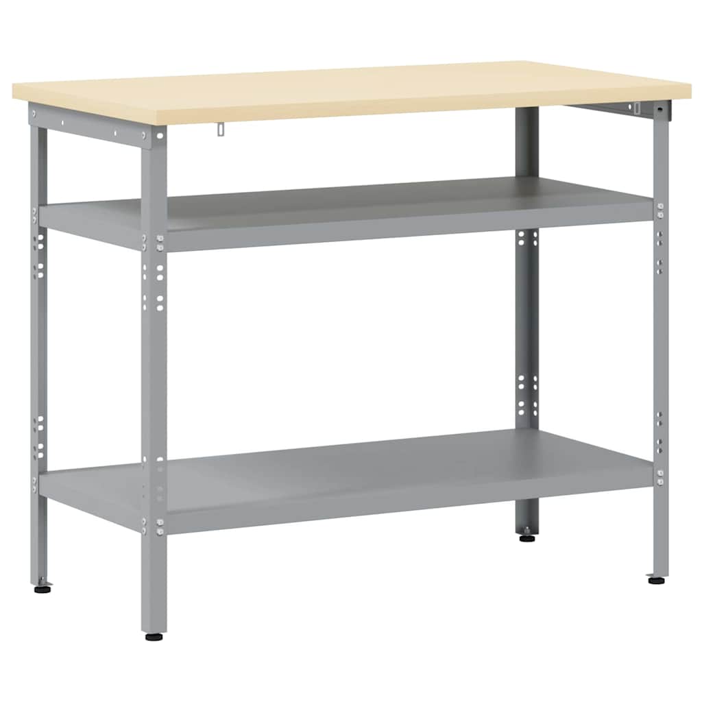 Arbejdsbord med hylde Grå og beige 100 x 55 x 85 cm Stål