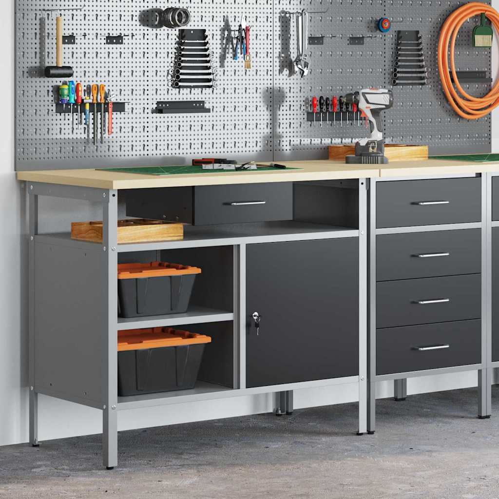Arbejdsbænk Sort og grå 100 x 55 x 85 cm Ingeniørtræ og stål