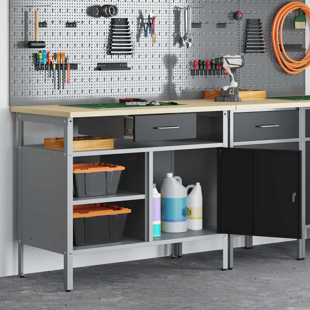 Arbejdsbænk Sort og grå 100 x 55 x 85 cm Ingeniørtræ og stål