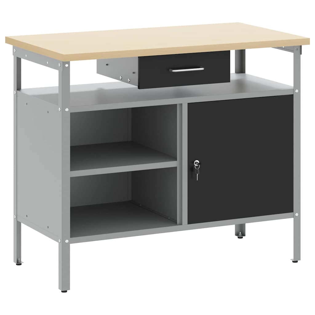 Arbejdsbænk Sort og grå 100 x 55 x 85 cm Ingeniørtræ og stål