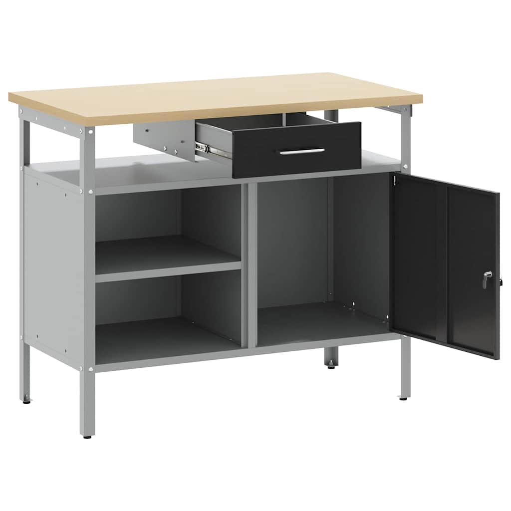 Arbejdsbænk Sort og grå 100 x 55 x 85 cm Ingeniørtræ og stål
