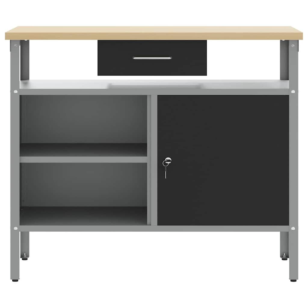 Arbejdsbænk Sort og grå 100 x 55 x 85 cm Ingeniørtræ og stål