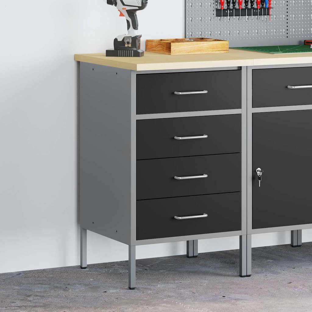 Arbejdsbænk Sort og grå 50 x 55 x 85 cm Ingeniørtræ og stål