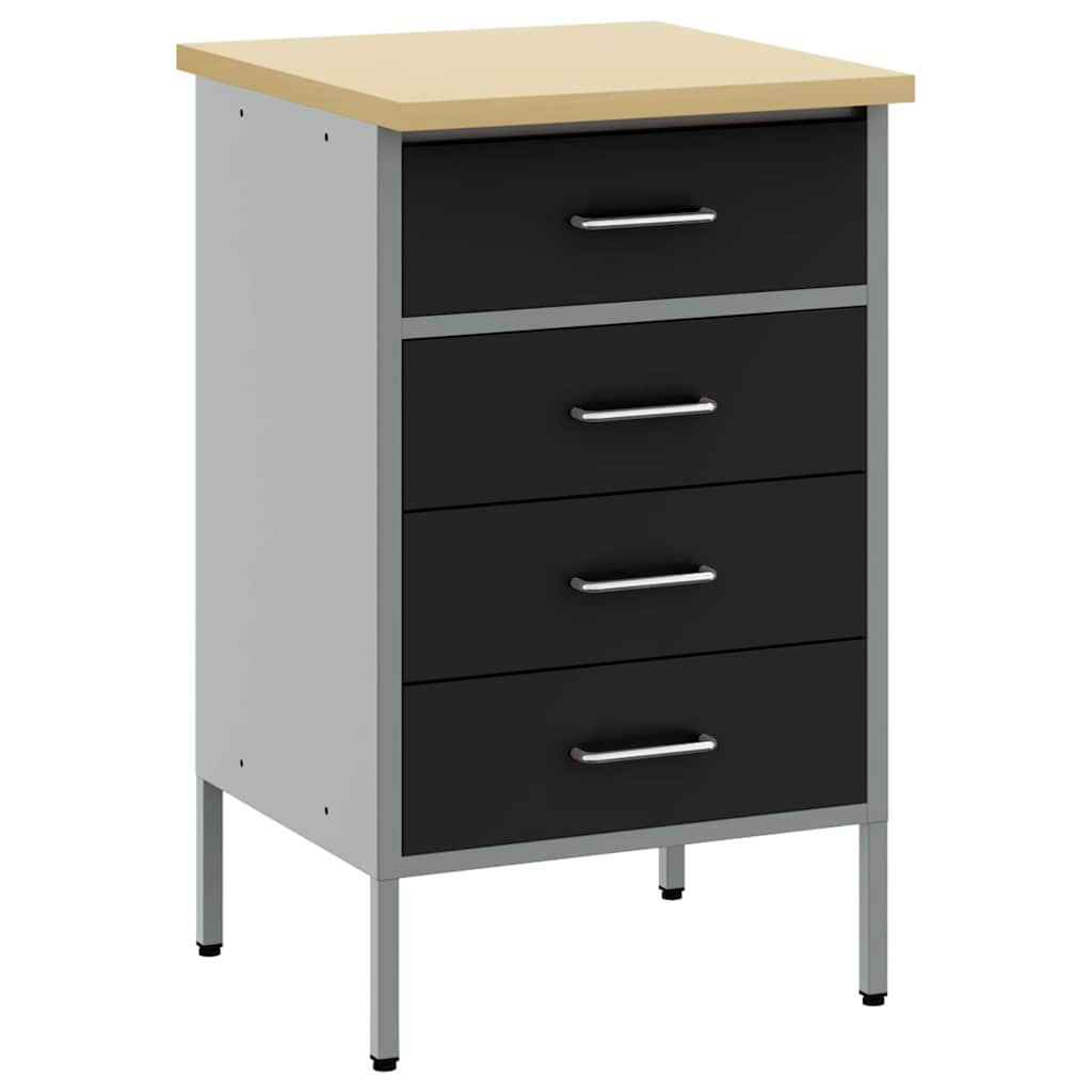 Arbejdsbænk Sort og grå 50 x 55 x 85 cm Ingeniørtræ og stål