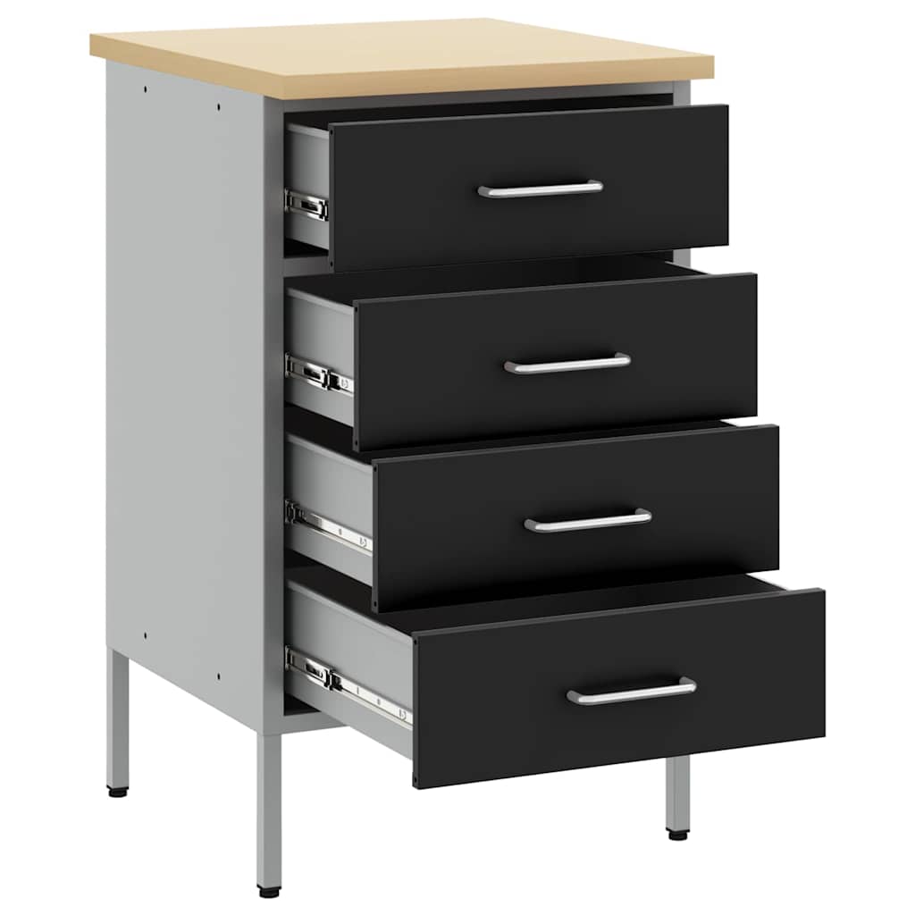 Arbejdsbænk Sort og grå 50 x 55 x 85 cm Ingeniørtræ og stål
