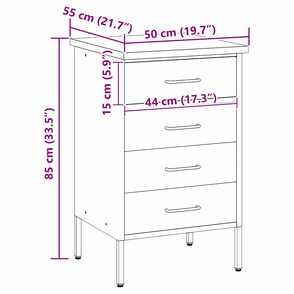 Arbejdsbænk Sort og grå 50 x 55 x 85 cm Ingeniørtræ og stål