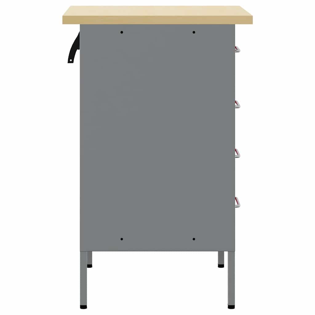 Arbejdsbænk Rød og Grå 50 x 55 x 85 cm Ingeniørtræ og stål