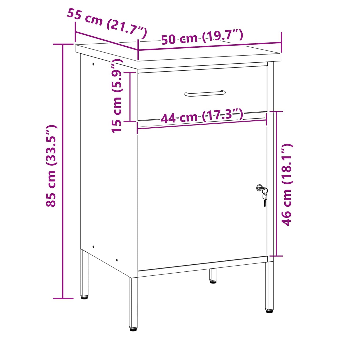 Arbejdsbænk Sort og grå 50 x 55 x 85 cm Ingeniørtræ og stål