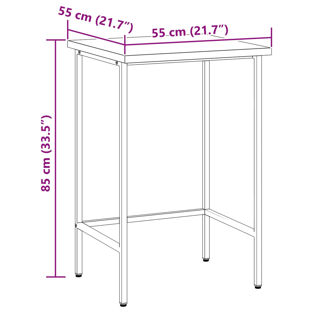 Hjørnebord Grå 55 x 55 x 85 cm Stål og ingeniørt træ