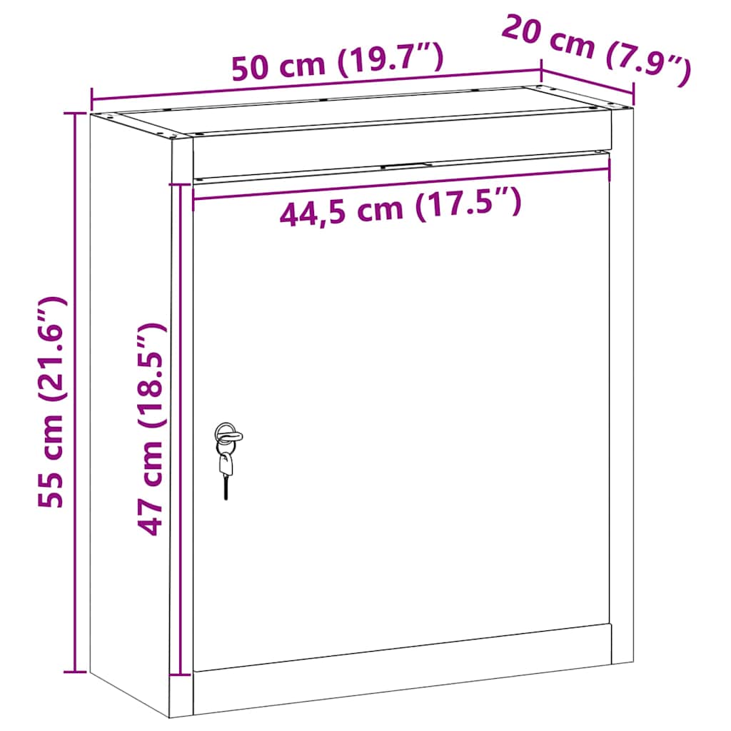 Værktøjsskab med hylde Sort og grå 50 x 20 x 55 cm Stål