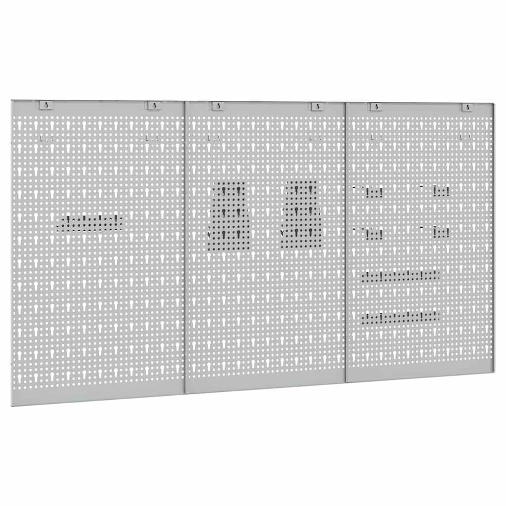 Værktøjs Vægpanel 3 stk. Grå 150 x 1 x 80 cm Stål