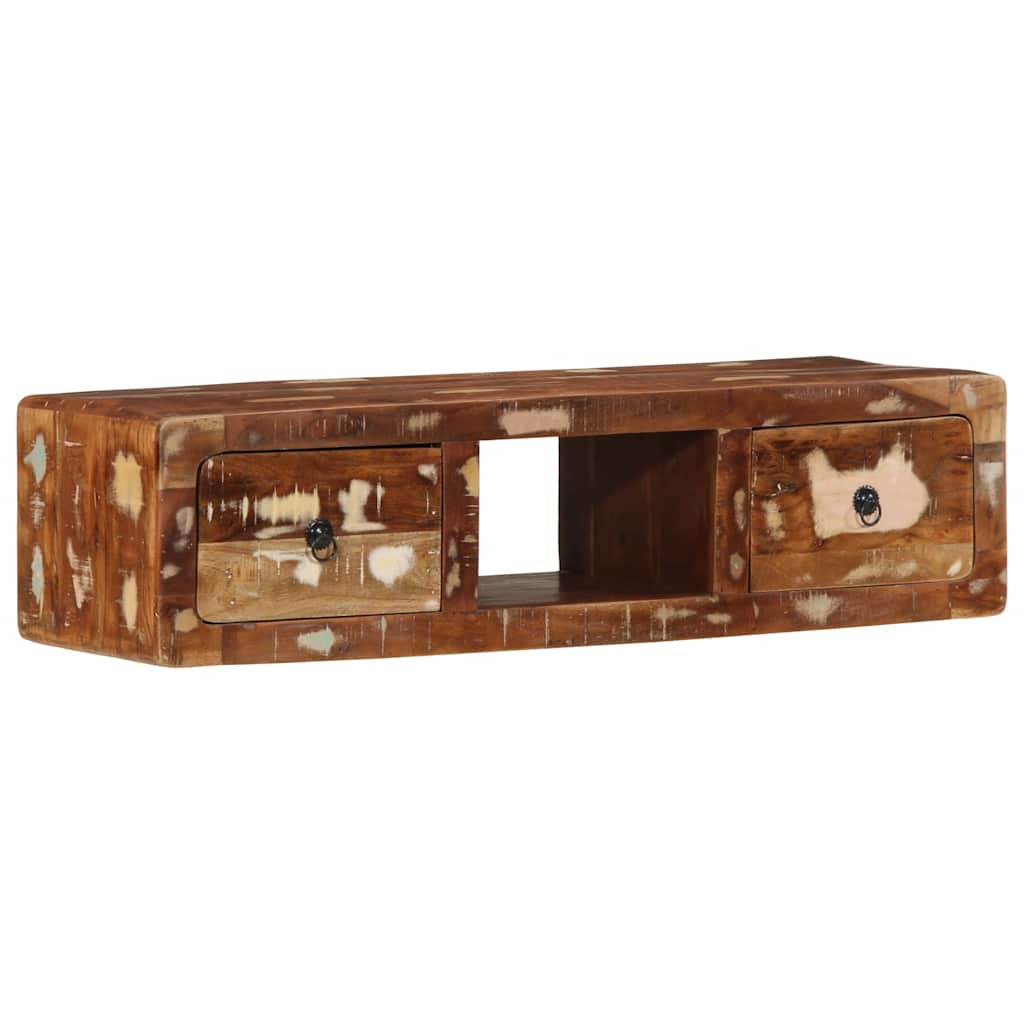 væghængt tv-skab 100x32x25 cm massivt genbrugstræ