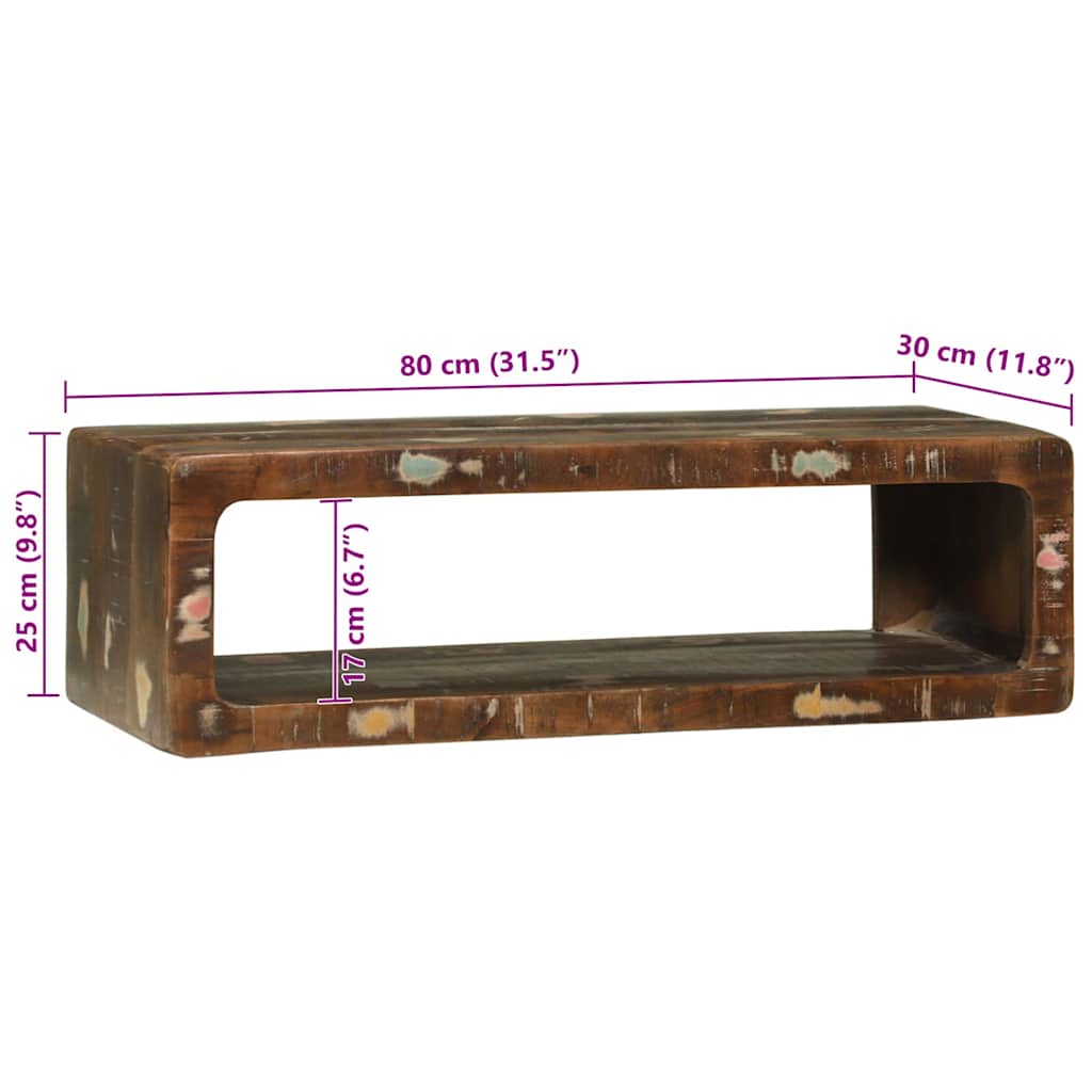 TV-skab Flerfarvet 80 x 30 x 25 cm Massivt genbrugstræ