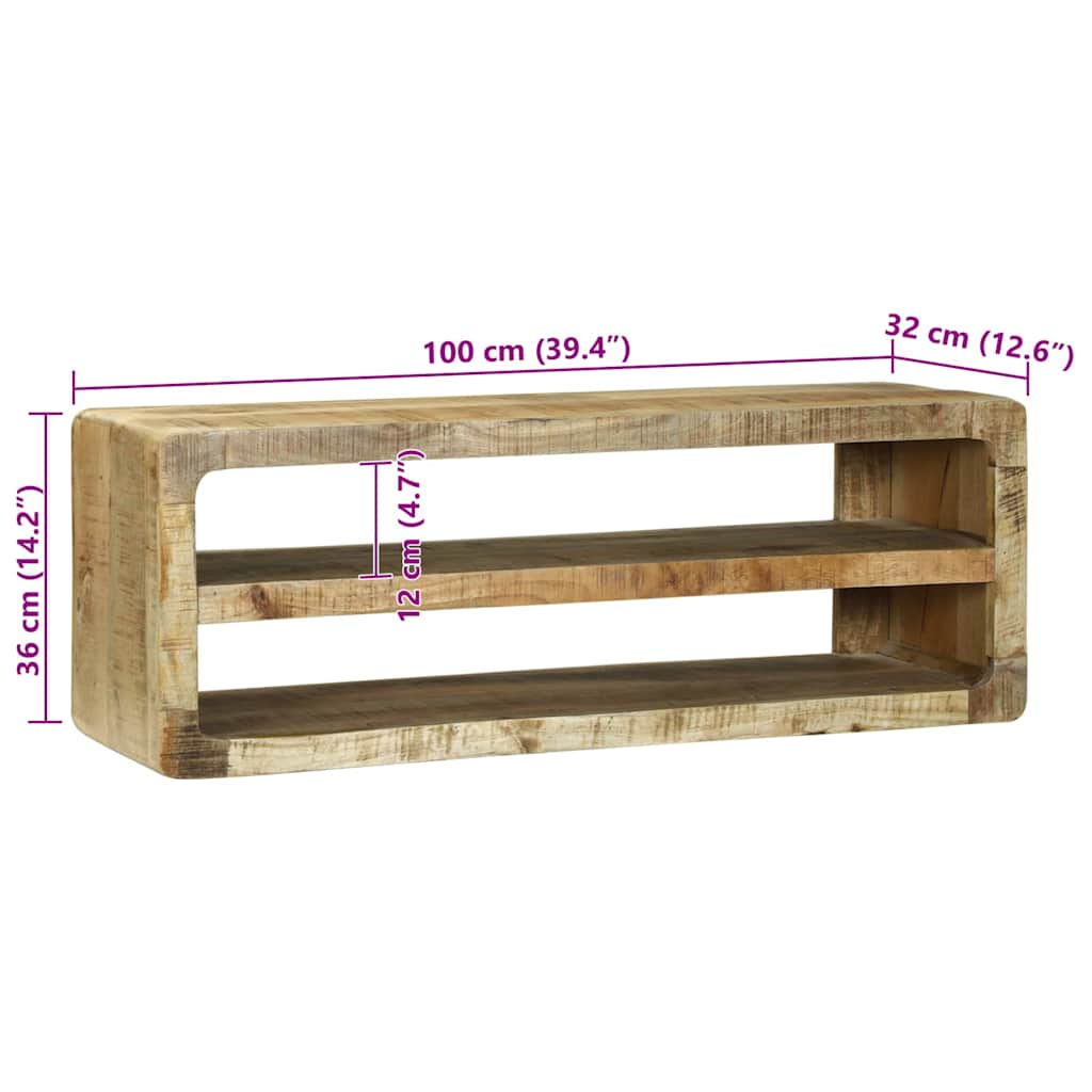 TV-skab med hylde Brun 100 x 32 x 36 cm Massivt mangotræ
