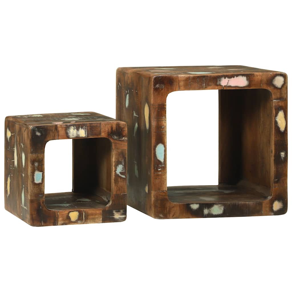 TV Enheder 2 stk. Flerfarvet 36 x 30 x 36 cm Solid genbrugs træ