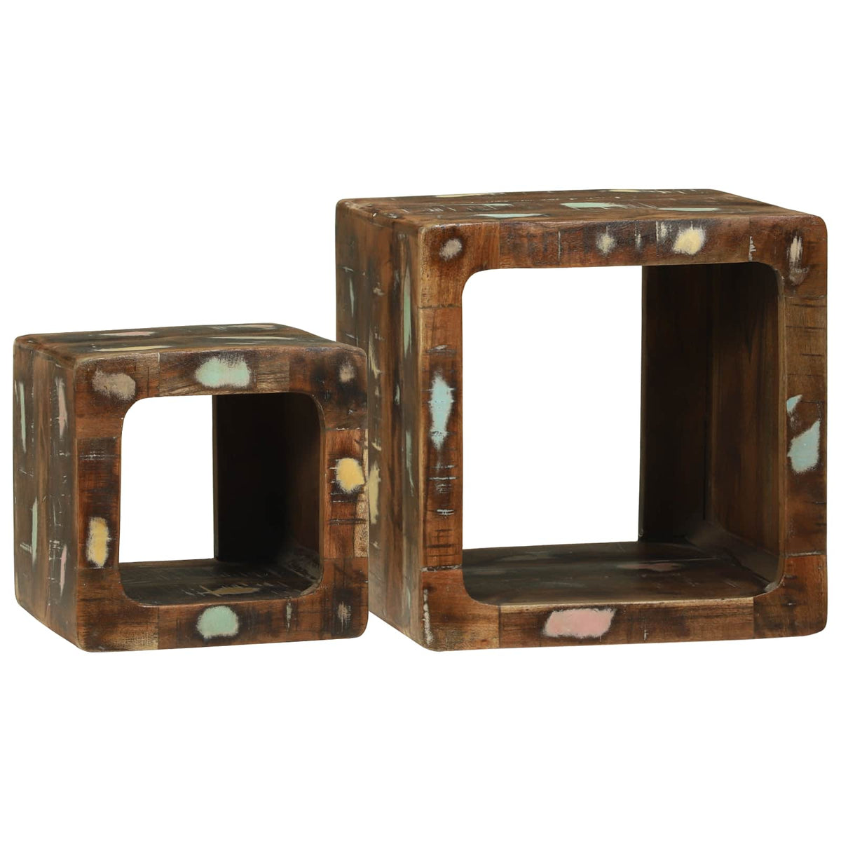 TV Enheder 2 stk. Flerfarvet 36 x 30 x 36 cm Solid genbrugs træ