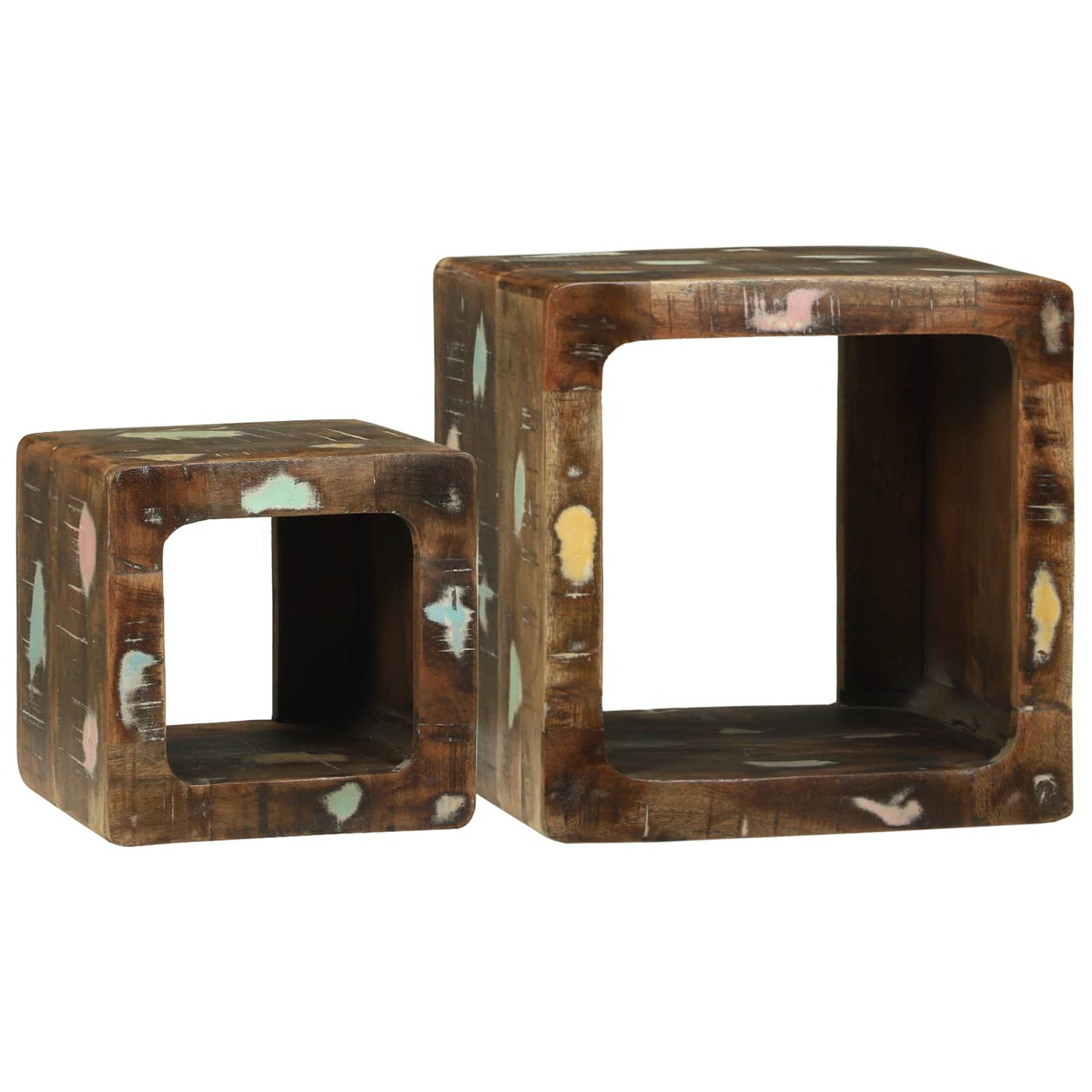TV Enheder 2 stk. Flerfarvet 36 x 30 x 36 cm Solid genbrugs træ
