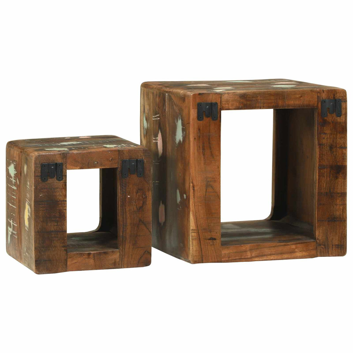 TV Enheder 2 stk. Flerfarvet 36 x 30 x 36 cm Solid genbrugs træ