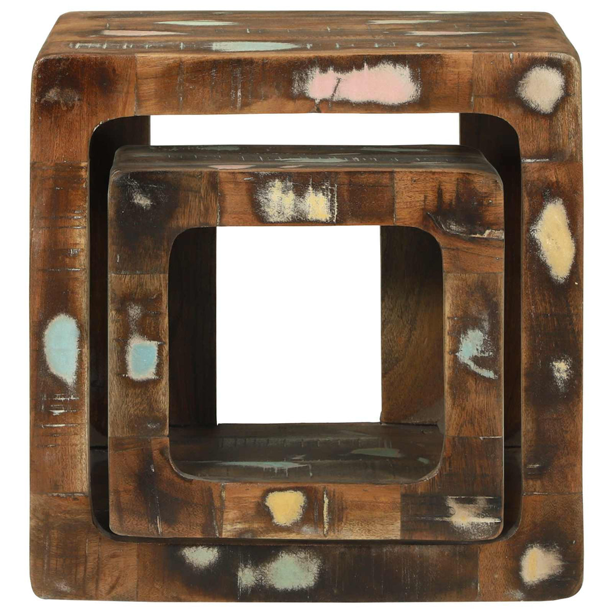 TV Enheder 2 stk. Flerfarvet 36 x 30 x 36 cm Solid genbrugs træ