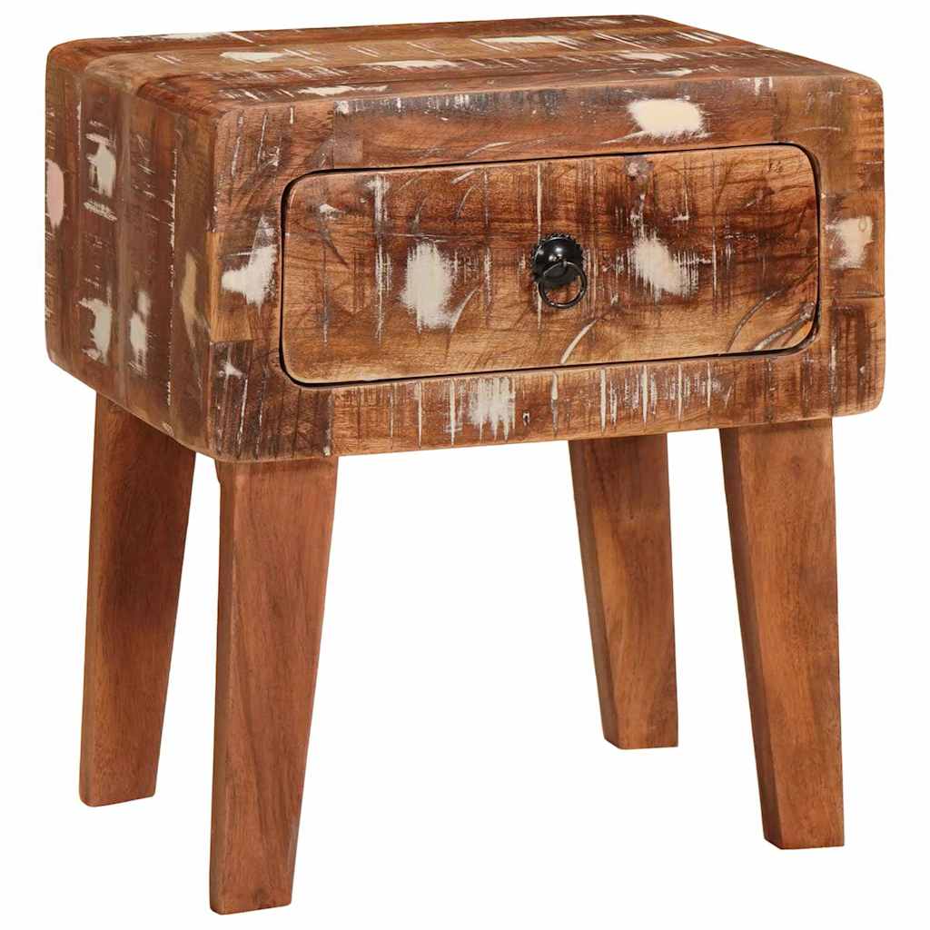 Endebord med skuffe Brun 40 x 32 x 46 cm Solid genbrugs træ