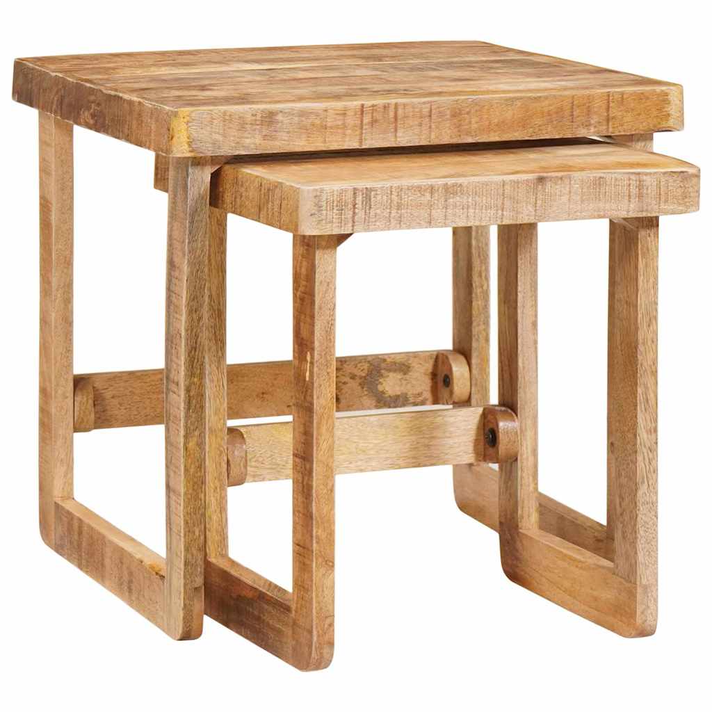 Indskudsborde 2 stk. Brun 46 x 46 x 45 cm Massivt mangotræ