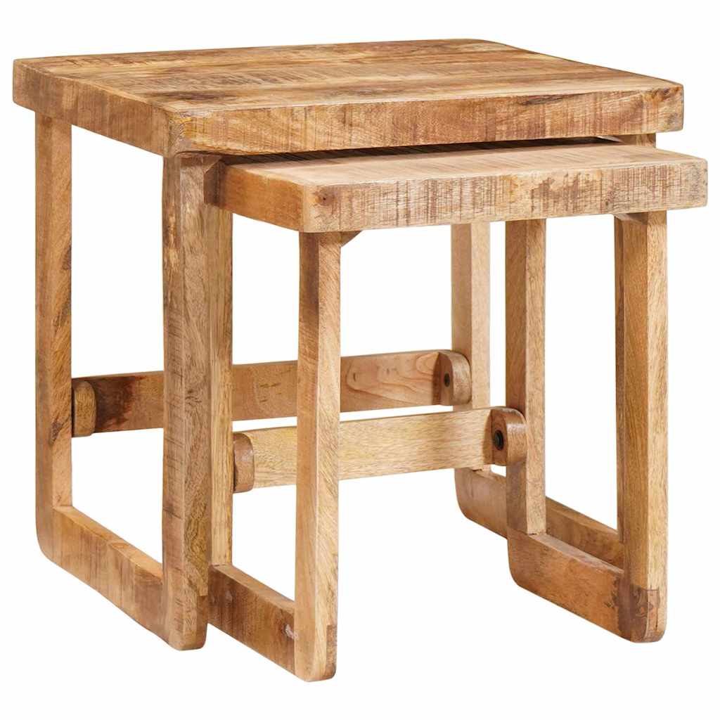 Indskudsborde 2 stk. Brun 46 x 46 x 45 cm Massivt mangotræ