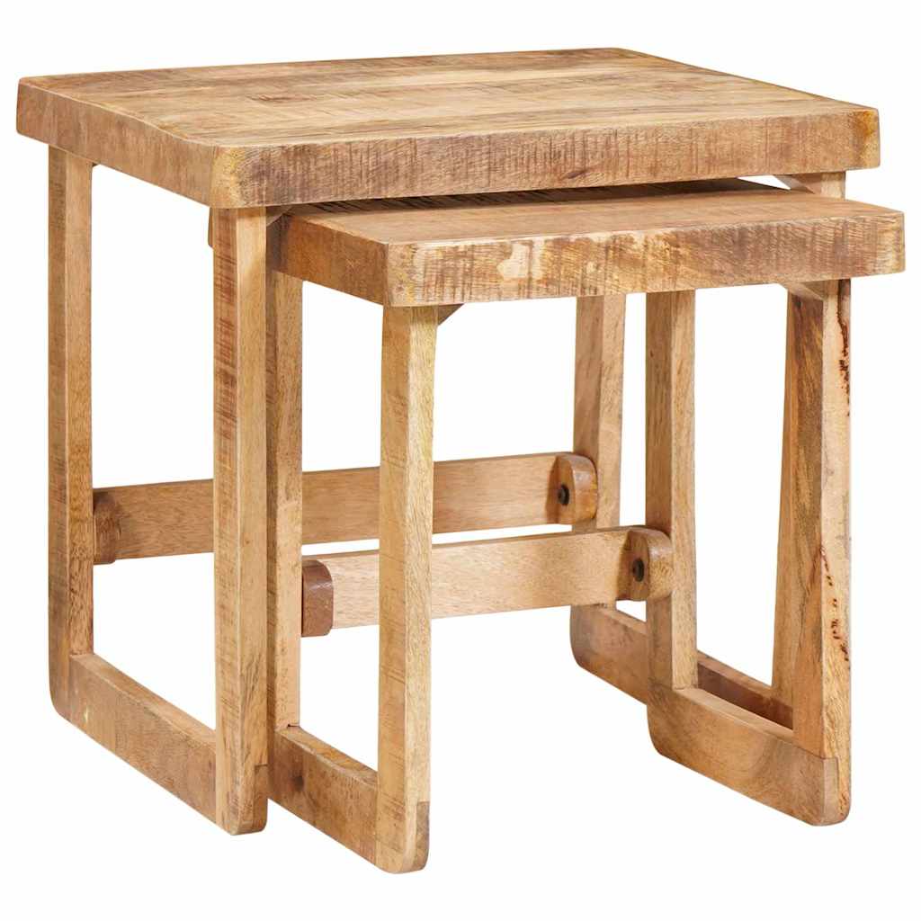 Indskudsborde 2 stk. Brun 46 x 46 x 45 cm Massivt mangotræ