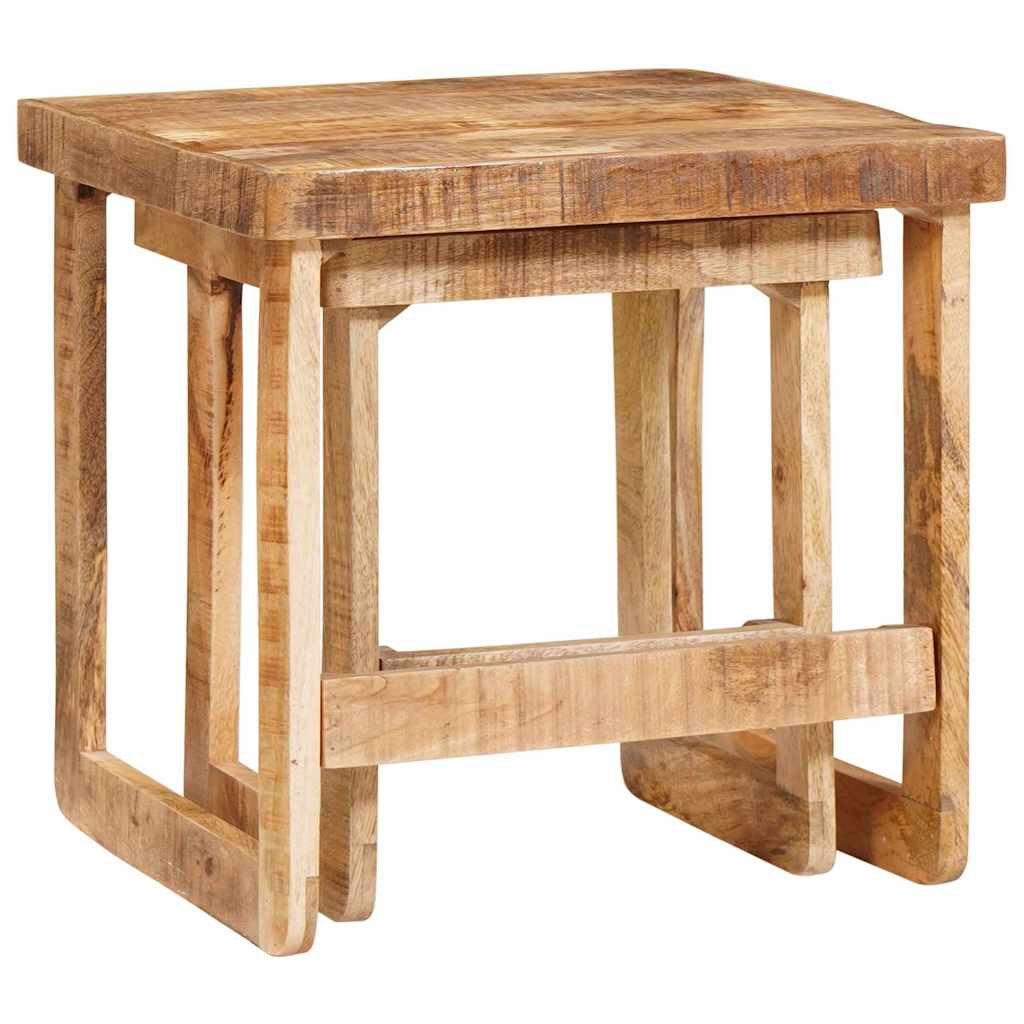 Indskudsborde 2 stk. Brun 46 x 46 x 45 cm Massivt mangotræ