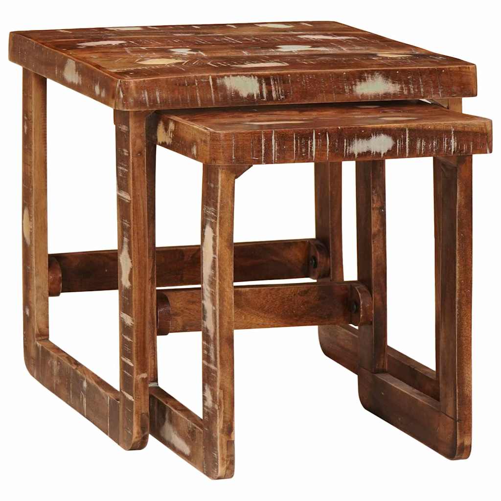 Indskudsborde 2 stk. Brun 46 x 46 x 45 cm Solid genbrugs træ