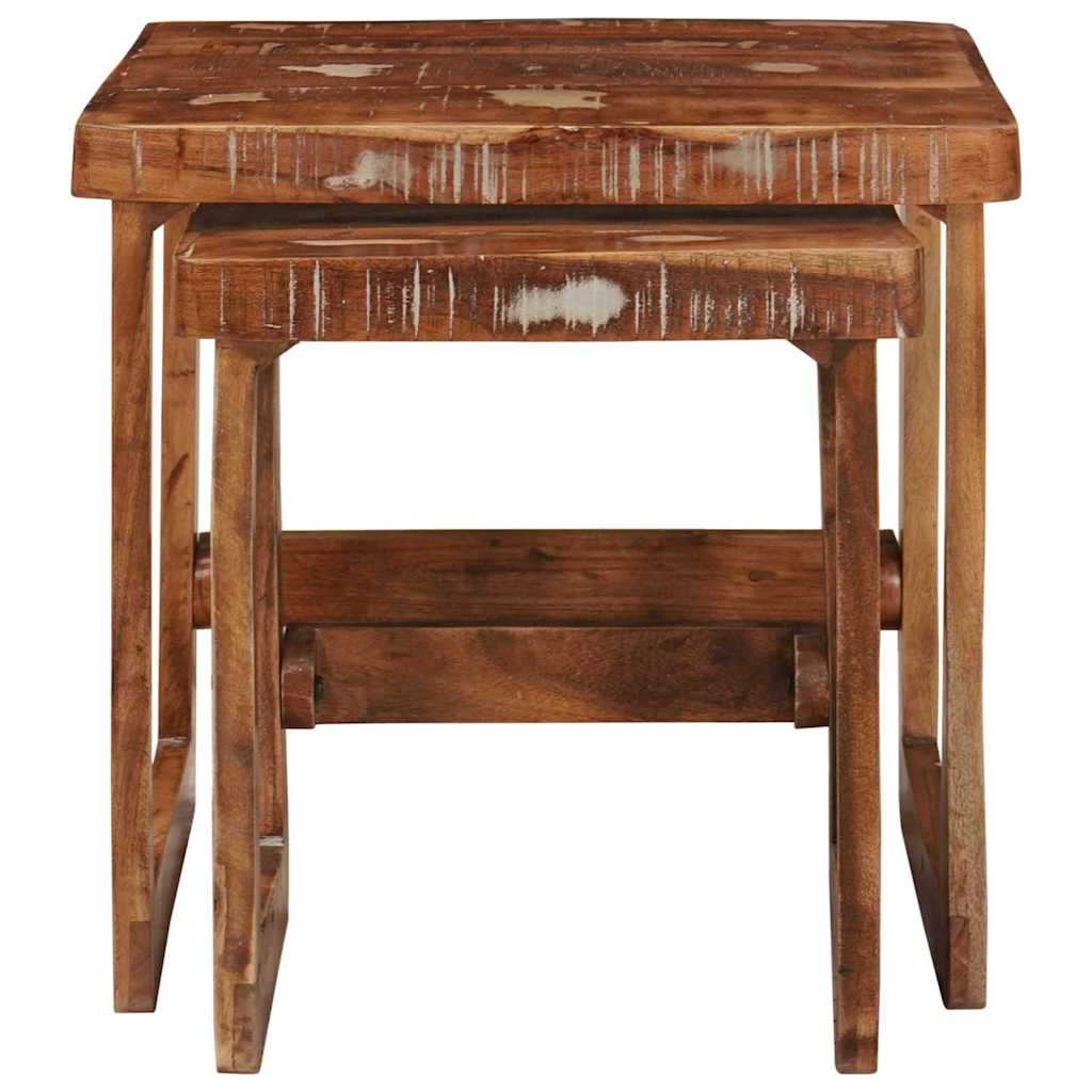 Indskudsborde 2 stk. Brun 46 x 46 x 45 cm Solid genbrugs træ
