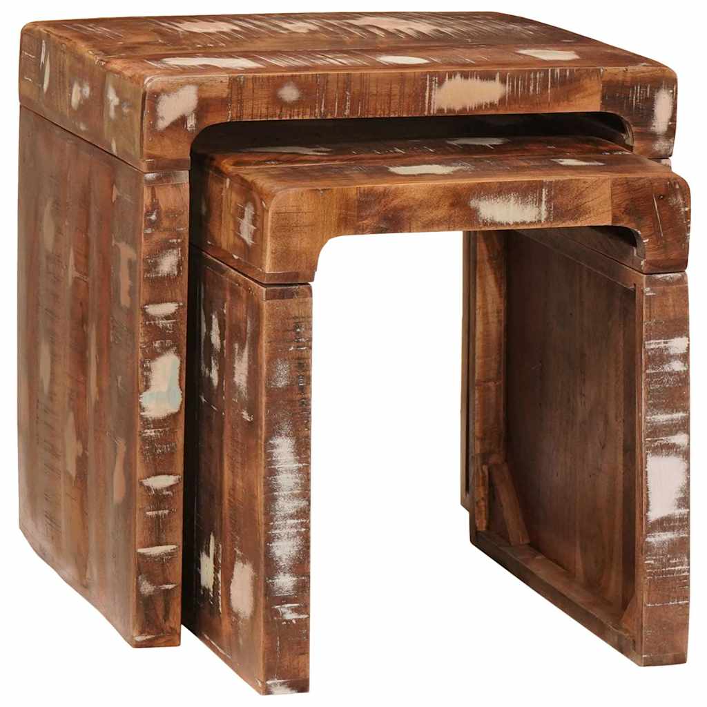 Indskudsborde 2 stk. Brun 46 x 40 x 46 cm Solid genbrugs træ