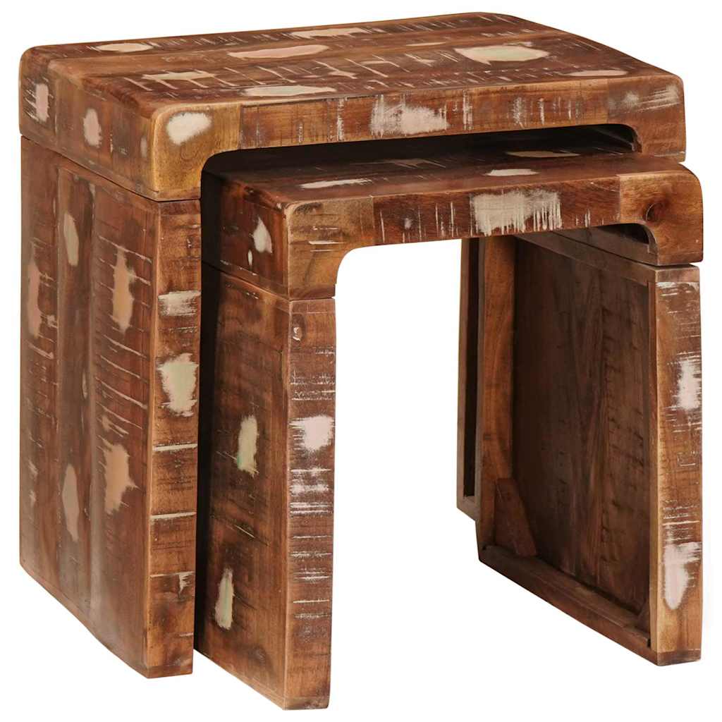 Indskudsborde 2 stk. Brun 46 x 40 x 46 cm Solid genbrugs træ