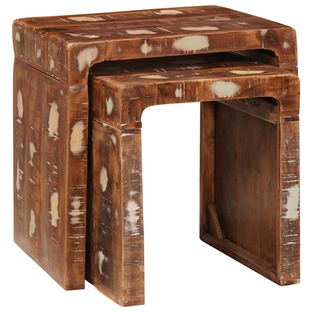 Indskudsborde 2 stk. Brun 46 x 40 x 46 cm Solid genbrugs træ