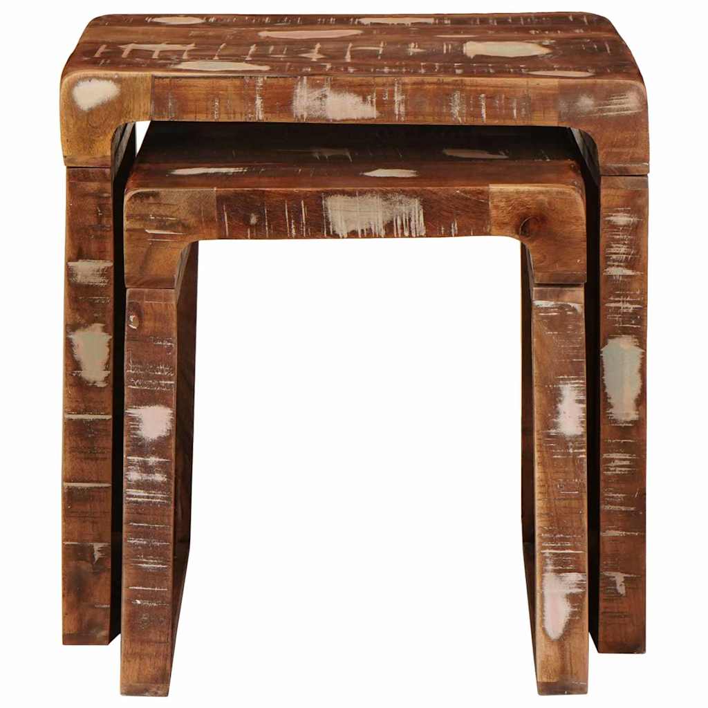Indskudsborde 2 stk. Brun 46 x 40 x 46 cm Solid genbrugs træ