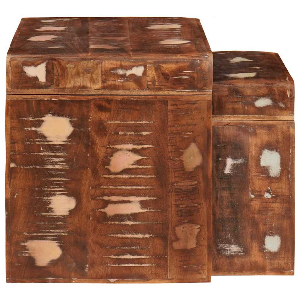 Indskudsborde 2 stk. Brun 46 x 40 x 46 cm Solid genbrugs træ