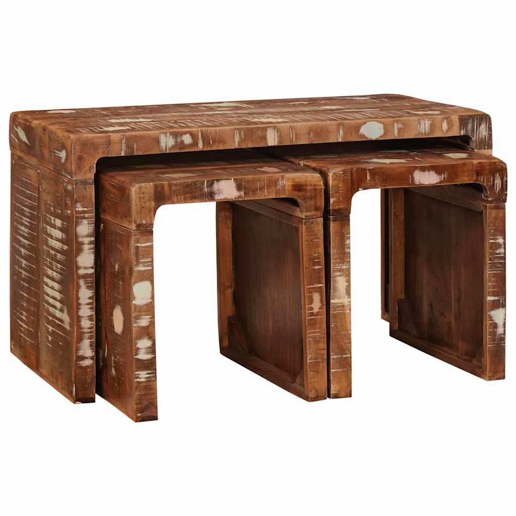 Nesting Bord 3 stk. Brun 82 x 40 x 46 cm Solid genbrugs træ