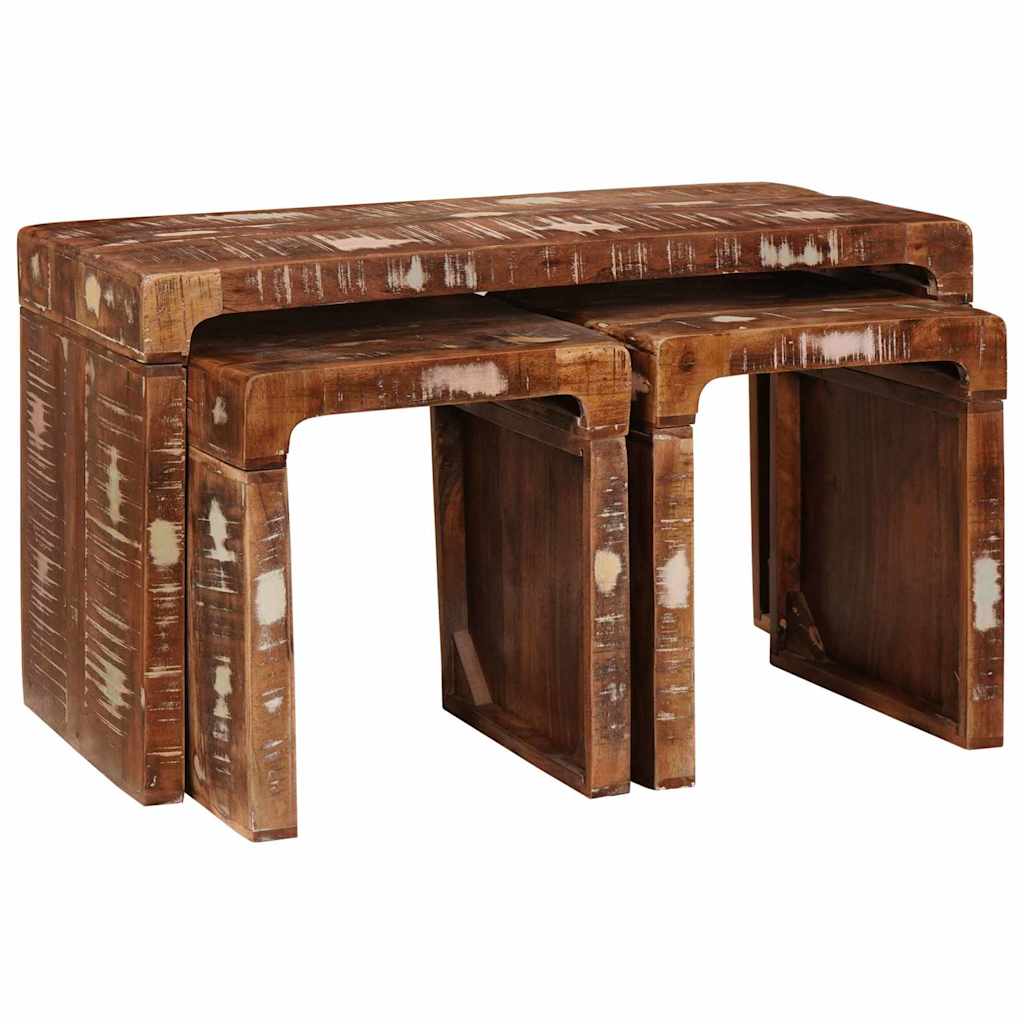 Nesting Bord 3 stk. Brun 82 x 40 x 46 cm Solid genbrugs træ