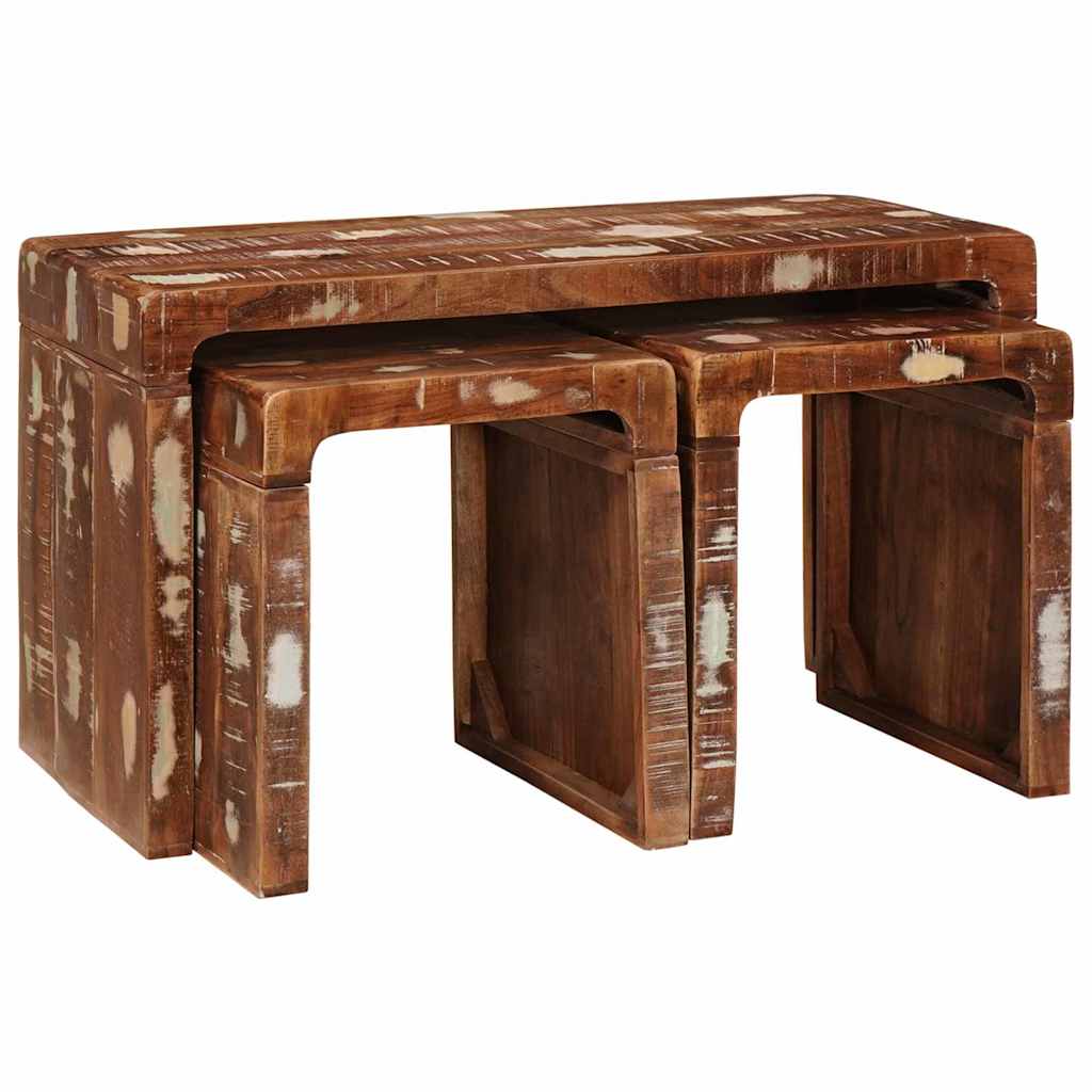 Nesting Bord 3 stk. Brun 82 x 40 x 46 cm Solid genbrugs træ