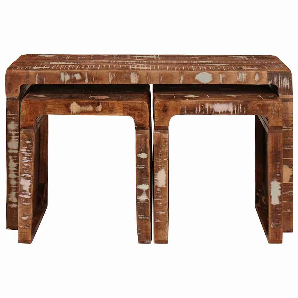 Nesting Bord 3 stk. Brun 82 x 40 x 46 cm Solid genbrugs træ