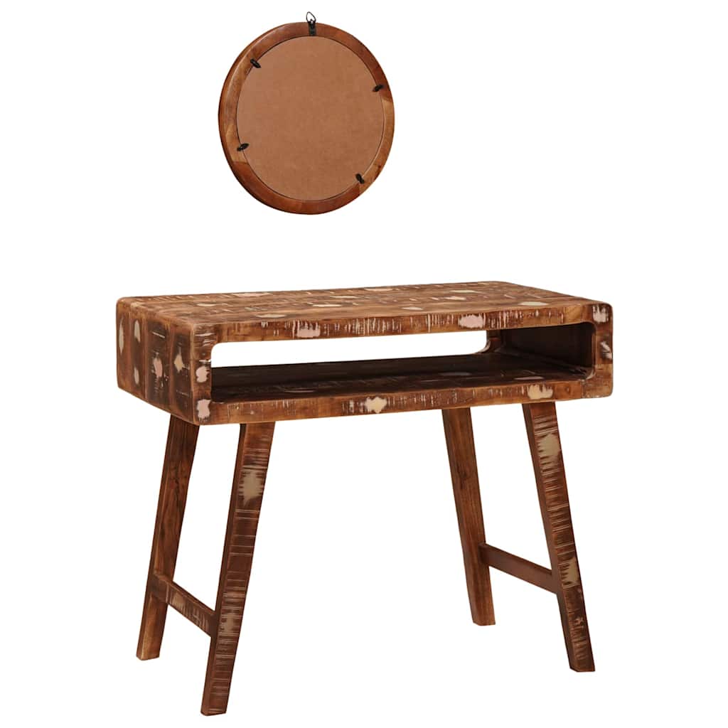 Klædeskab med spejl Brun 90 x 76 x 45 cm Solid genbrugs træ