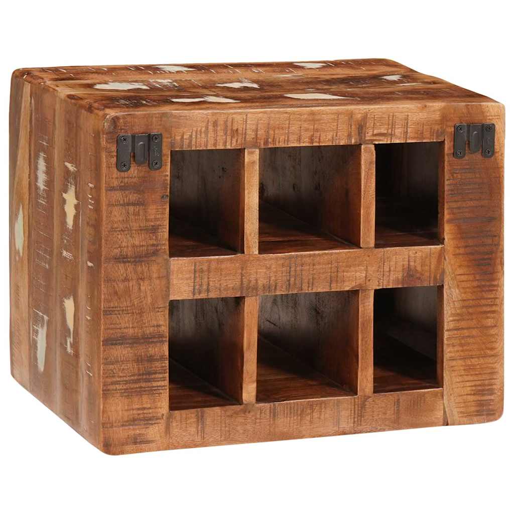 Vinfad med opbevaring Brun 44 x 30 x 35 cm Solid genbrugs træ