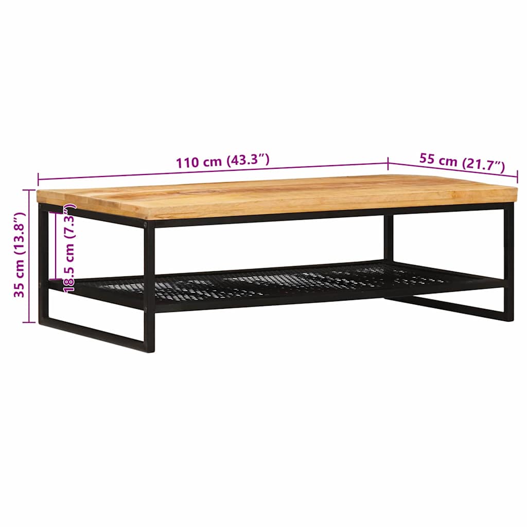 Sofabord Brun og sort 110 x 55 x 35 cm Massivt mangotræ