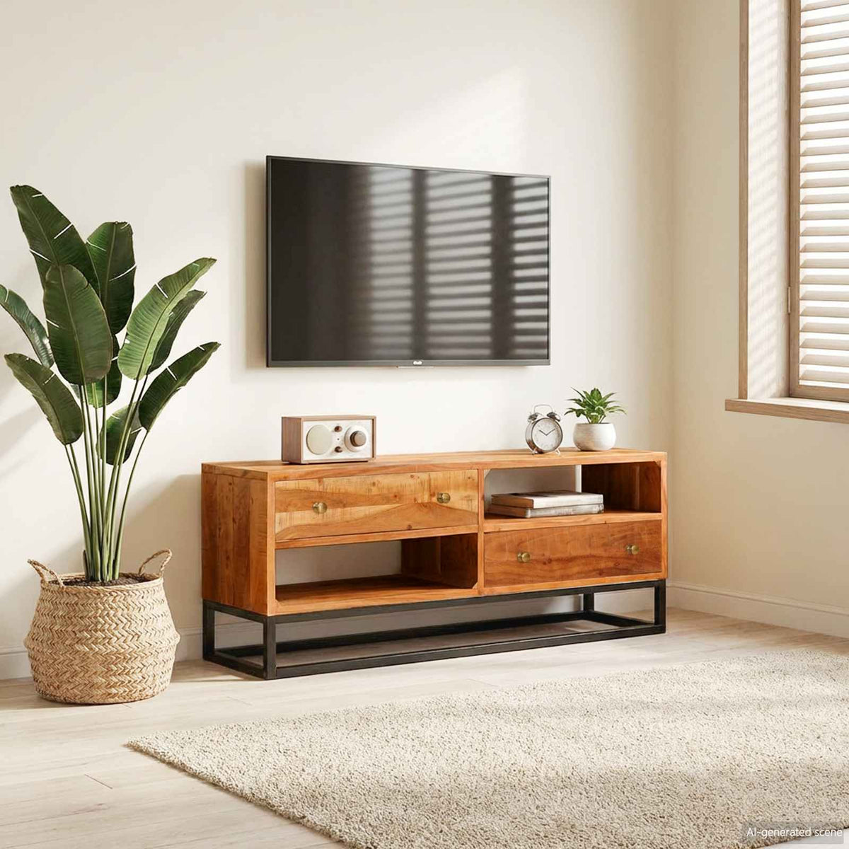 Sideboard Beta Naturfarvet 70 x 30 x 75 cm Massivt Akacietræ