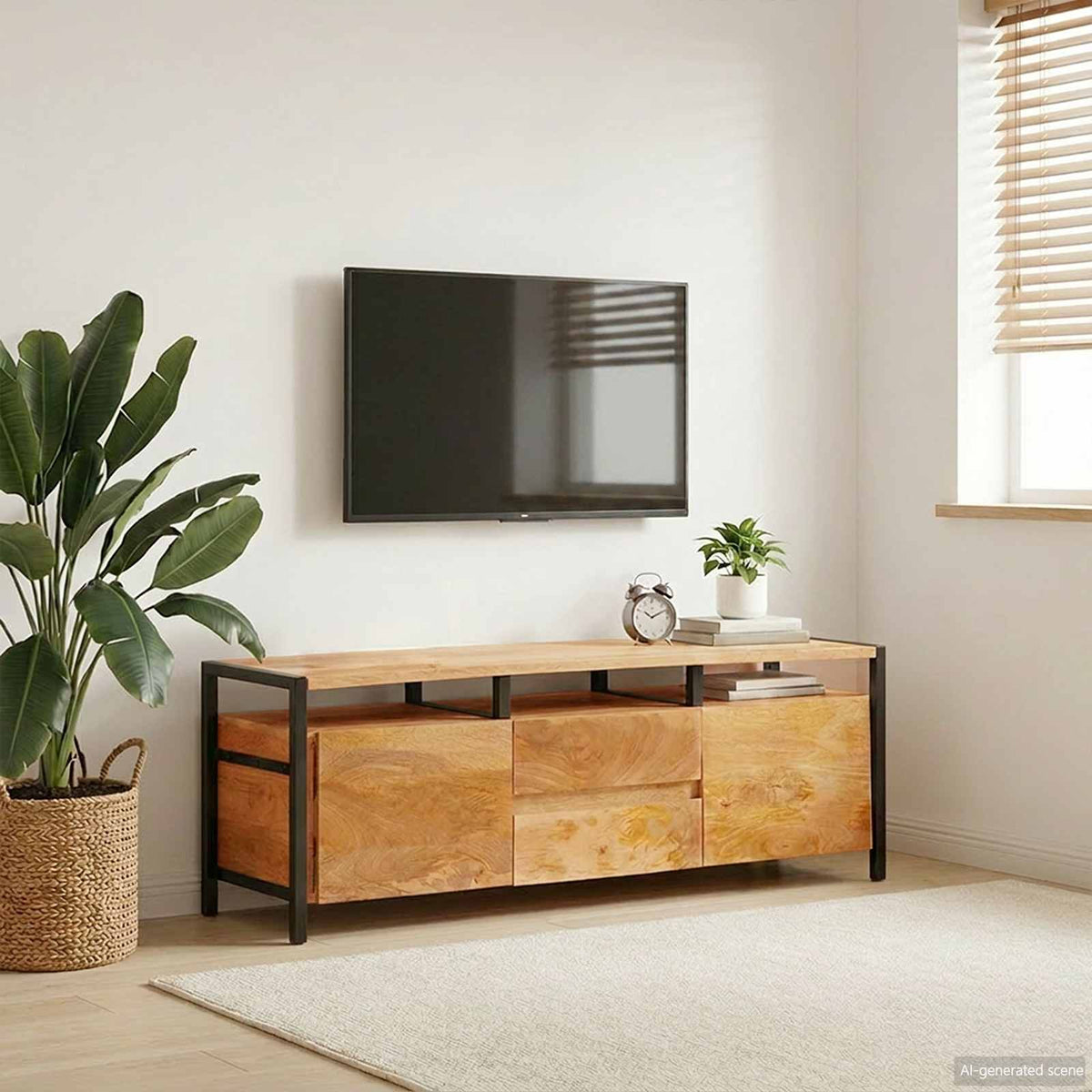 Opbevaringsskabe med dør Brun 110 x 30 x 40 cm Massivt mangotræ