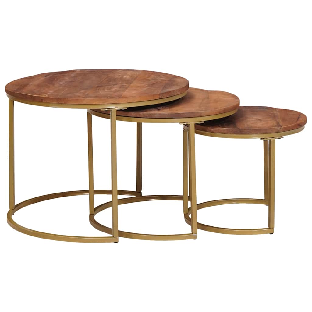 Nesting Kaffeborde 3 stk. Honningbrun 60 x 60 x 45 cm