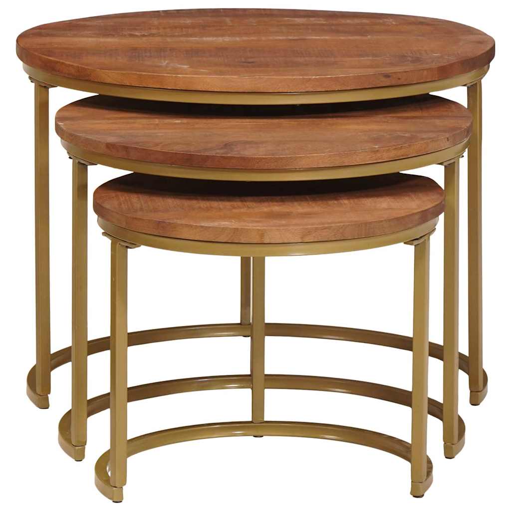 Nesting Kaffeborde 3 stk. Honningbrun 60 x 60 x 45 cm