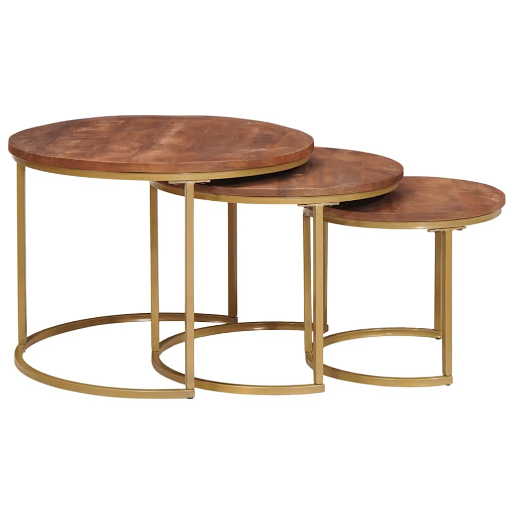 Nesting Kaffeborde 3 stk. Honningbrun 54 x 54 x 40 cm