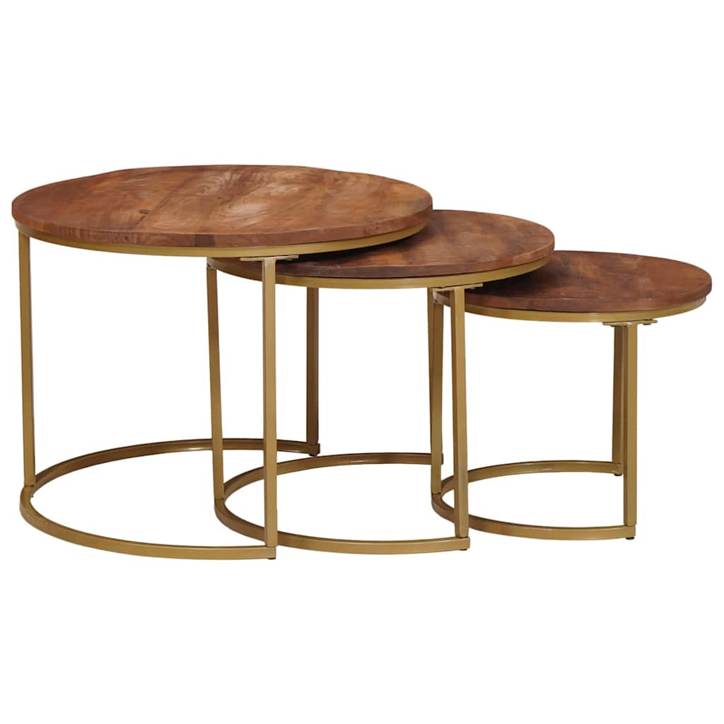 Nesting Kaffeborde 3 stk. Honningbrun 54 x 54 x 40 cm